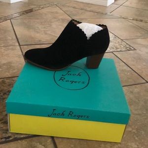 Jack Rogers Marianne suede scalloped ankle boot